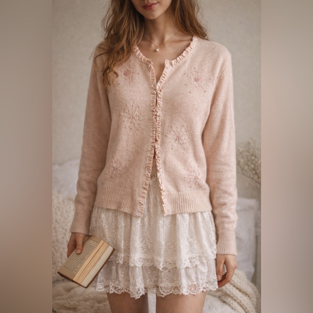 Vintage Lambswool Snowflake Cardigan